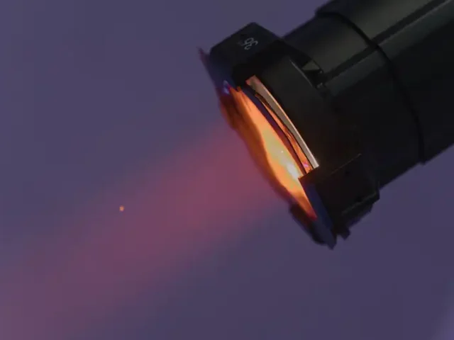 Flashlight shining in a dark room during a power outage