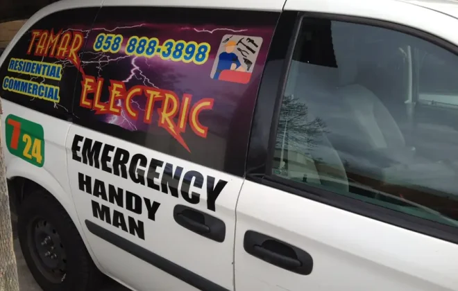 Tamar Electric service van with residential and commercial lettering